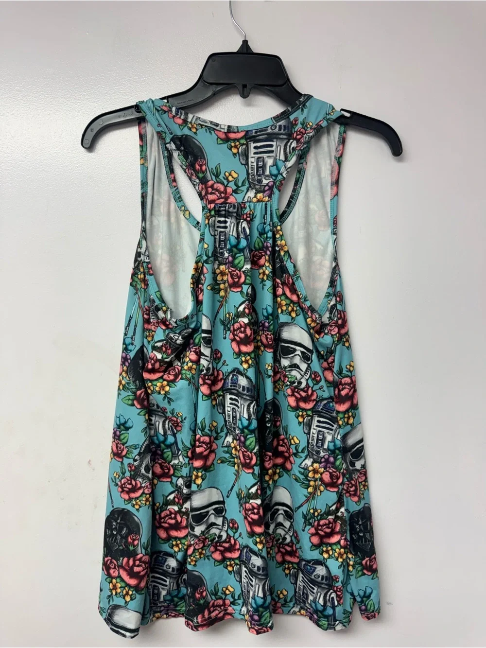 Star Wars Floral Tank Top 2XL Disney Darth Vader Stormtrooper sciFi Racerback B8 - Picture 3 of 9